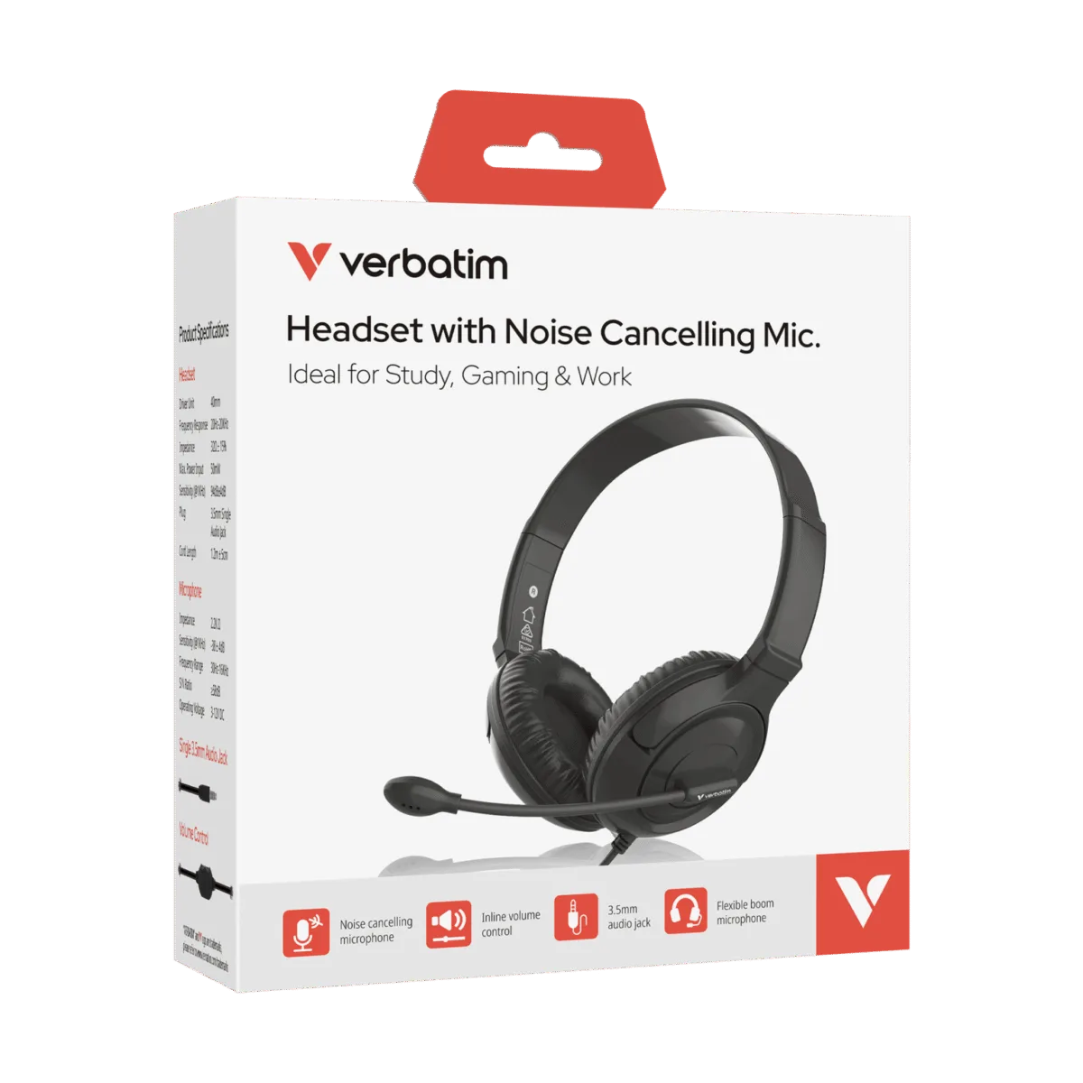 Verbatim Headset with Noise-Cancelling Microphone –  66705 - Image 2