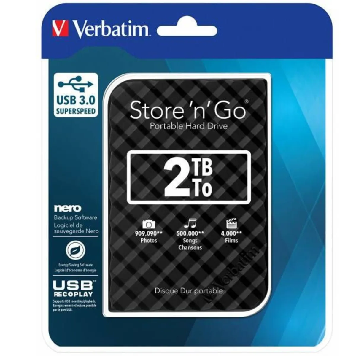 Verbatim 2TB External Hard Drive – High-Speed USB 3.0 Portable Storage - Image 1